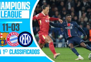 OITAVAS UEFA CHAMPIONS LEAGUE 2024/25 LIGA DOS CAMPEÕES RESULTADOS ARTILHEIROS E PRÓXIMOS JOGOS - 11 MAR 2025